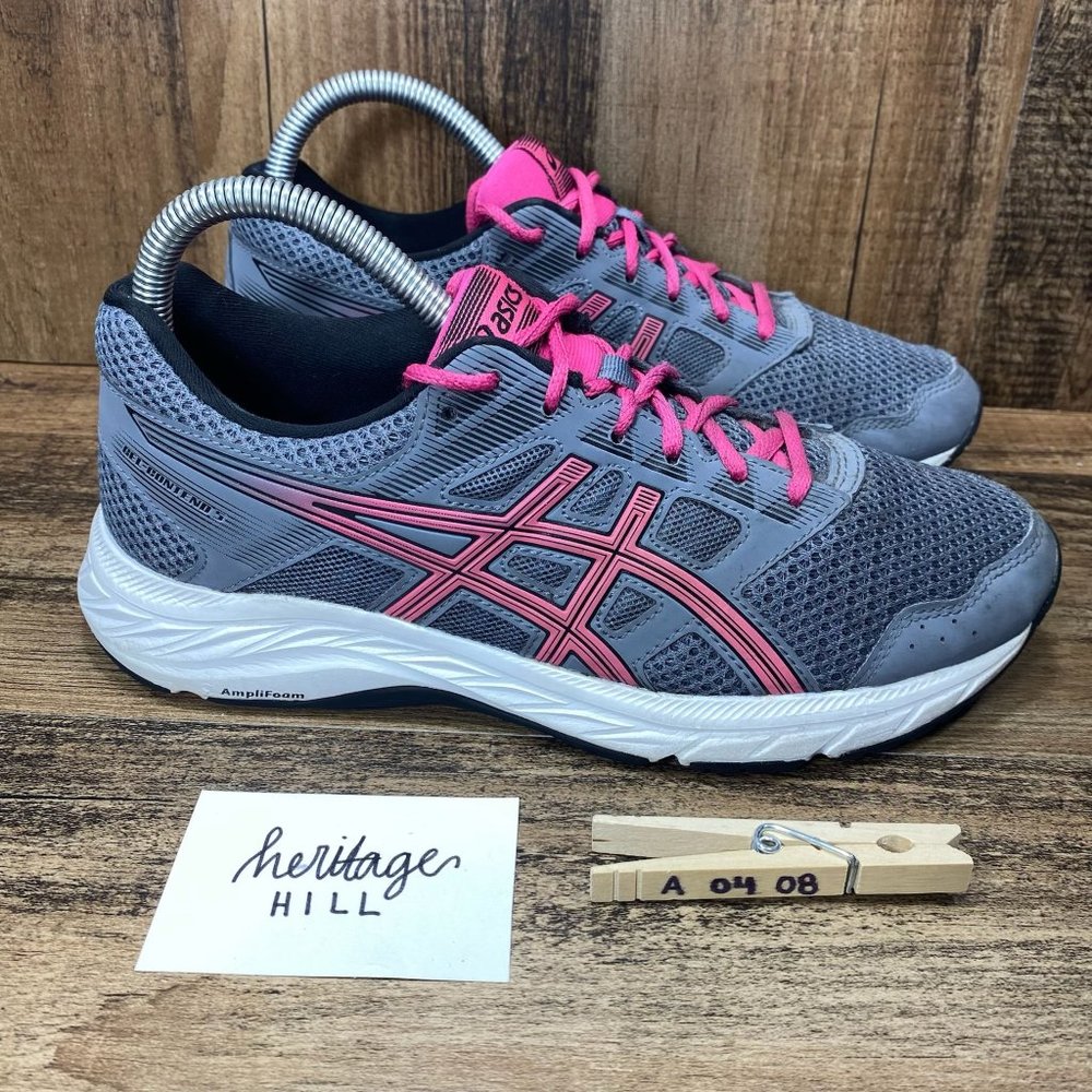 Asics Womens Gel Contend 5 Gray Running Shoes Sneakers Size 7.5 Wide